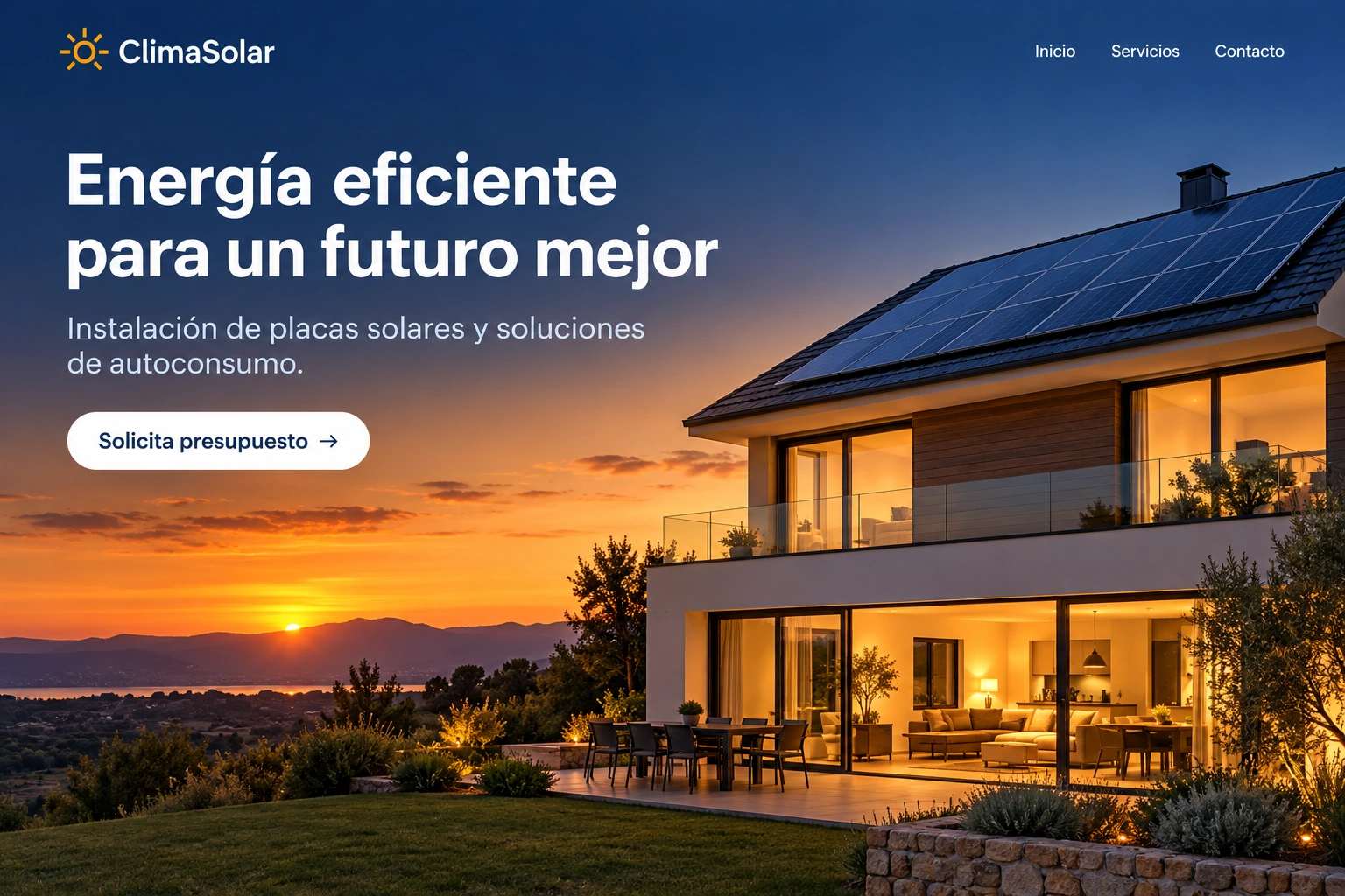 Ejemplo ilustrativo de una web de energía solar