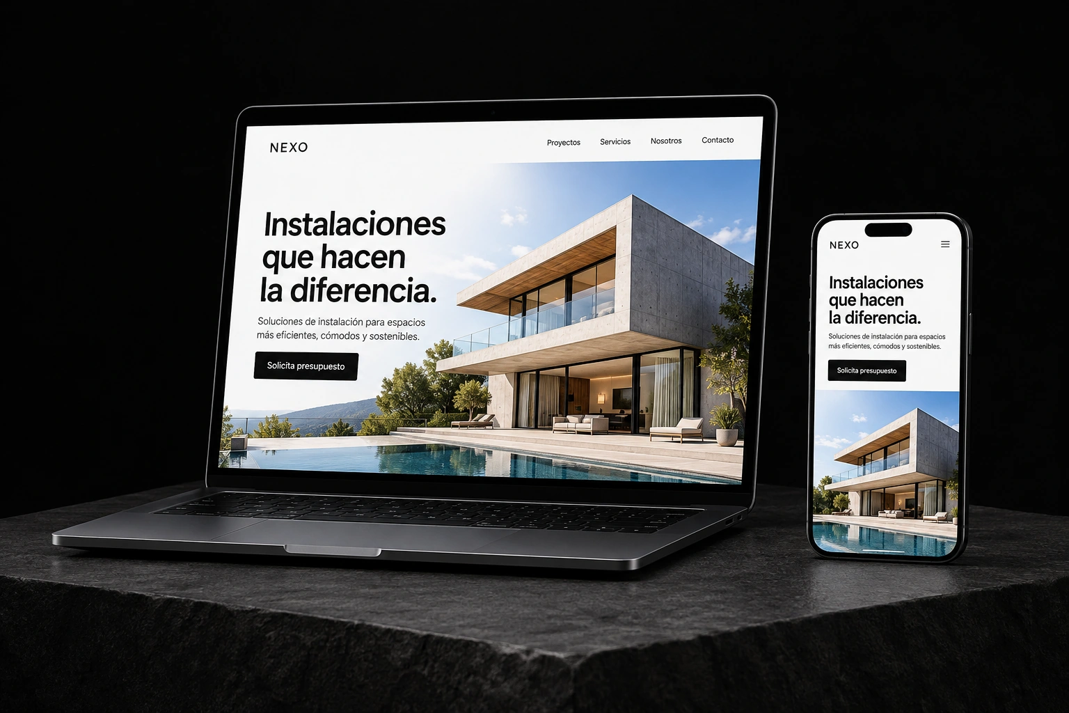 Web de ejemplo en portátil y móvil